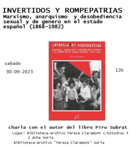 Presentación «Invertidos y rompepatrias», 30 septiembre, Soria.