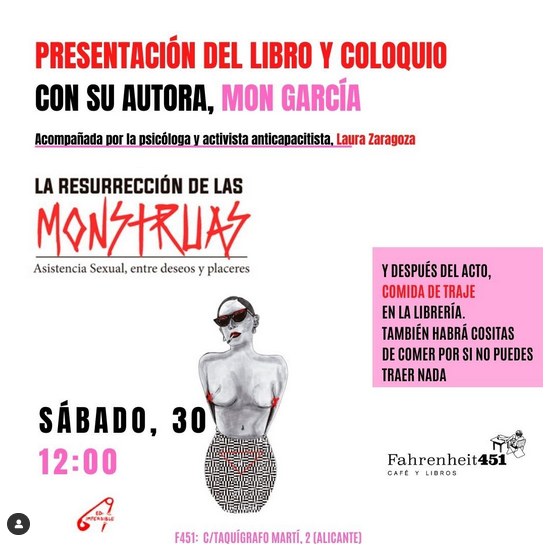 Presentación «La resurrección de las monstruas». 30 septiembre, Librería Fahrenheit 451, Alicante.