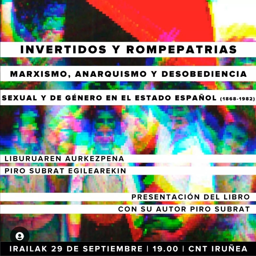 Presentación «Invertidos y rompepatrias» el 29 de septiembre en CNT Iruña.