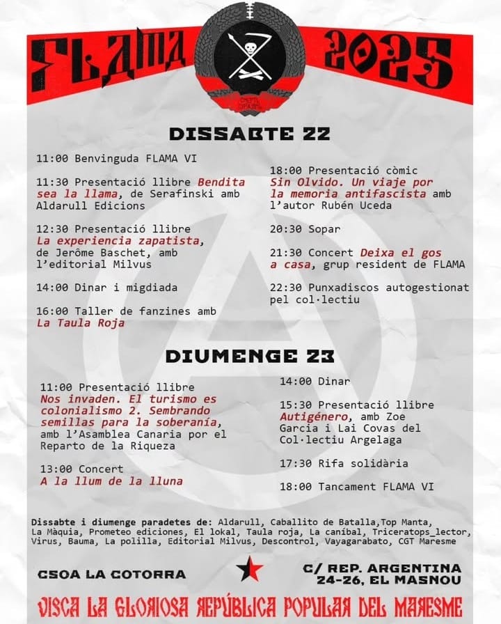 Fira del Llibre Anarquista del Maresme. FLAMA Febrer 2025. Barcelona